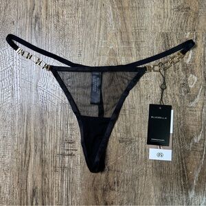Bluebella Black Sheer Mesh Thong with Gold Chain Detail